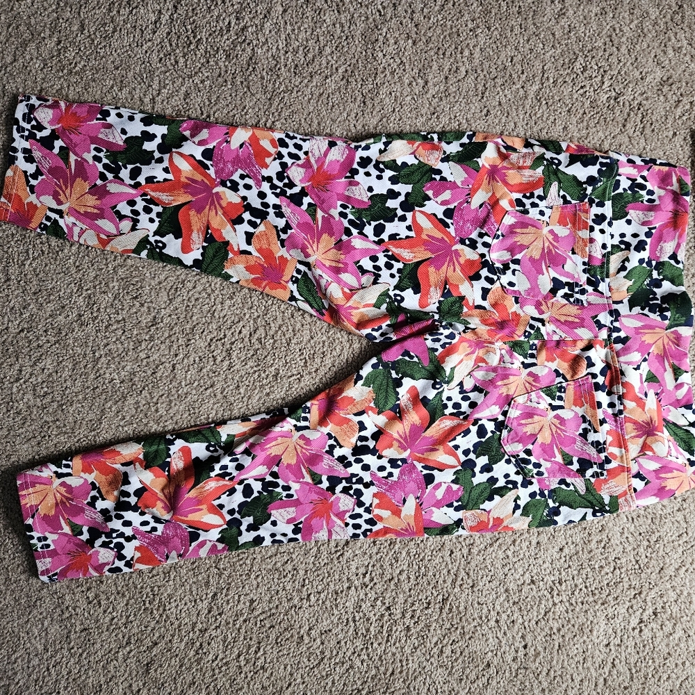 SIZE XL UTOPIA leggings capri floral flower multicolored - Picture 4 of 8